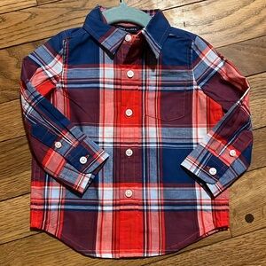 Janie & Jack Baby Boy Plaid Button Down, Size 6-12 Months, NEW Patriotic